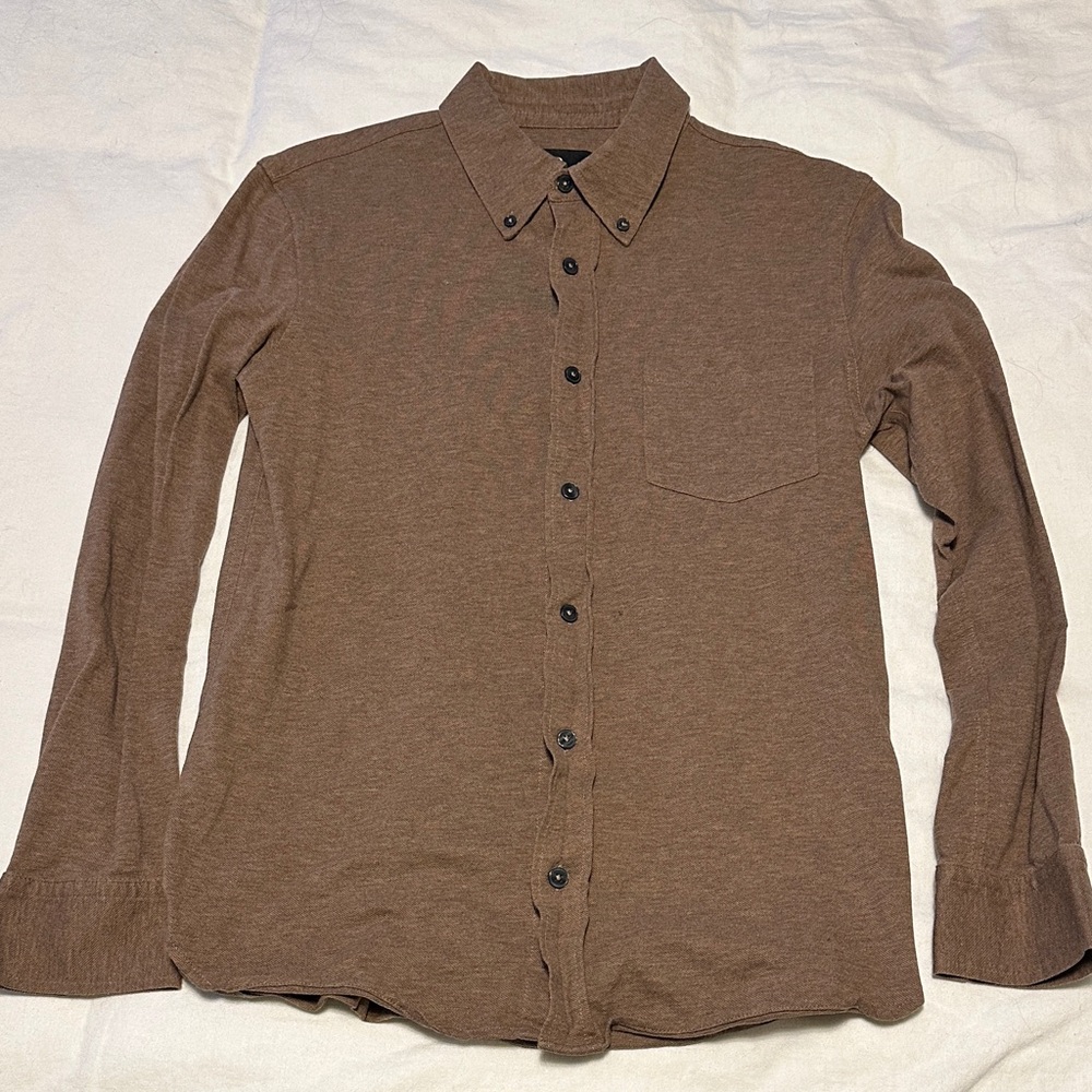 Banana Republic Men's Casual Brown Button Down Shirt